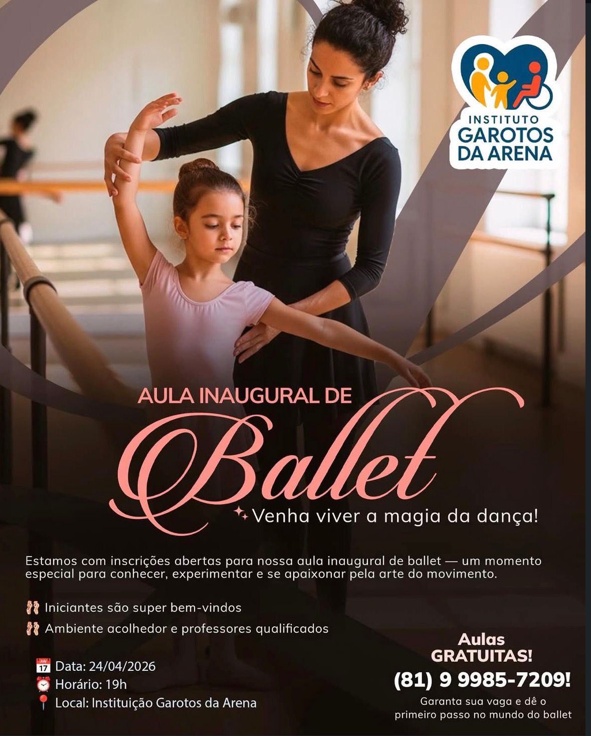 Aula inaugural de ballet no Instituto Garotos da Arena